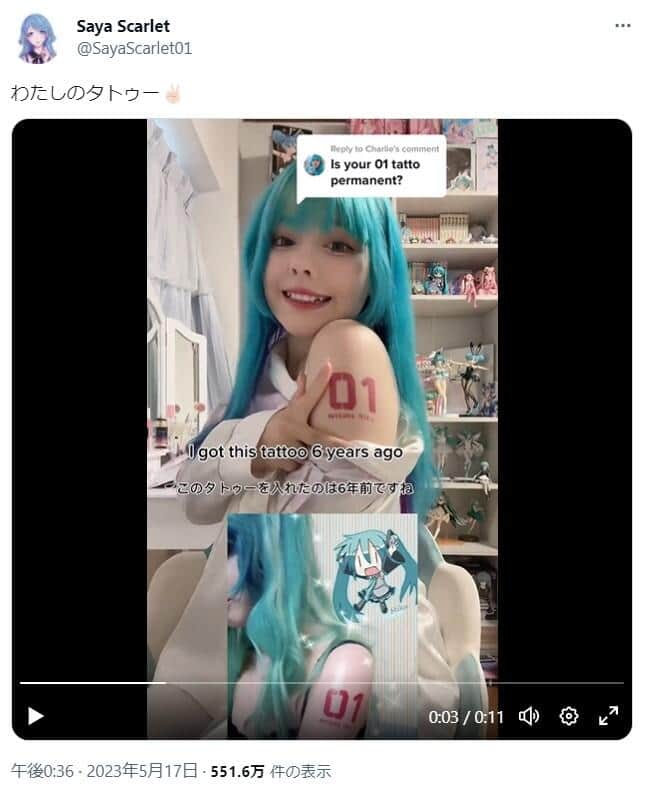 Saya Scarletさんのツイッター（@SayaScarlet01）より
