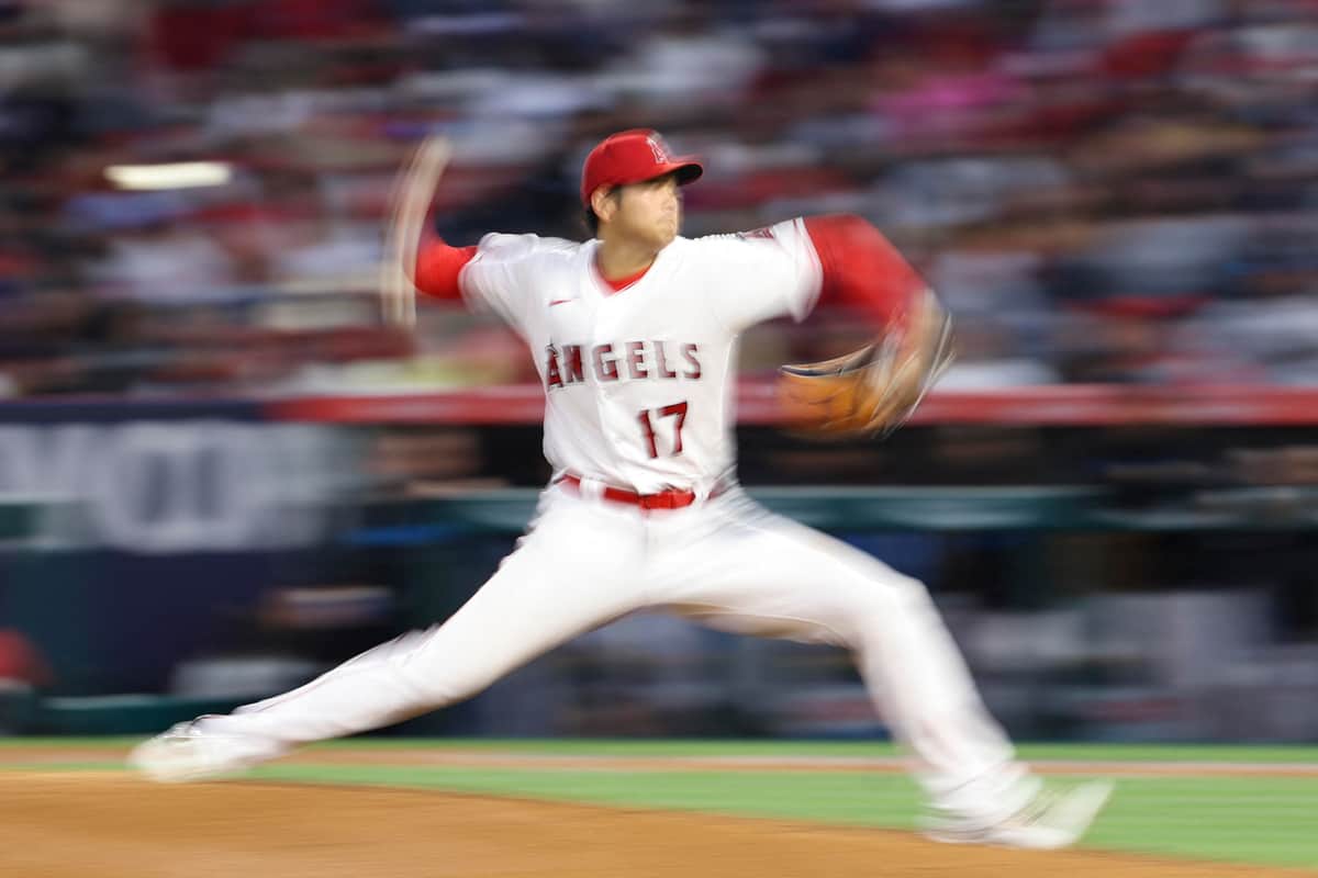 ツイッターで注目を集めた大谷翔平選手の写真（写真：USA TODAY Sports/ロイター/アフロ）
