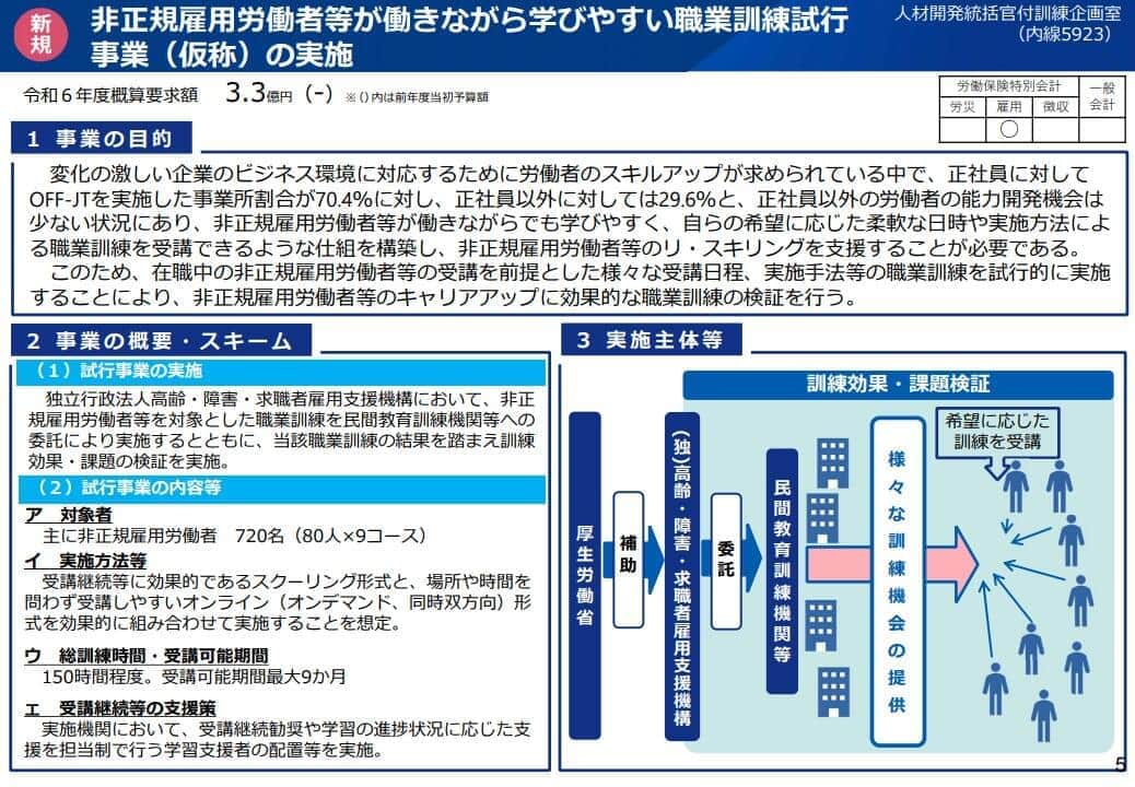 今回の事業の概要（厚生労働省公式サイト「令和６年度概算要求の概要」より）