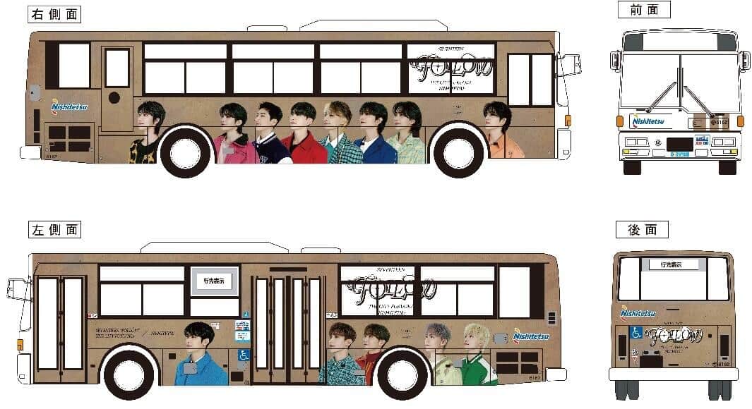 「SEVENTEEN」メンバーをあしらったラッピングバスも走っている（西鉄のプレスリリースから）
