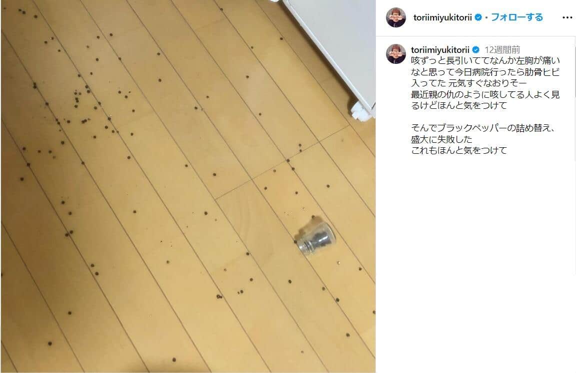 鳥居みゆきさんのインスタグラム（＠toriimiyukitorii）より