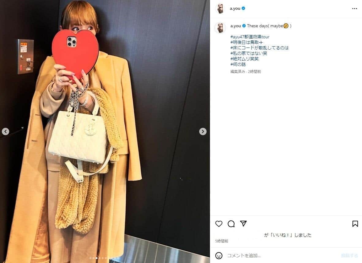 浜崎あゆみさんのインスタグラム（＠a.you）より