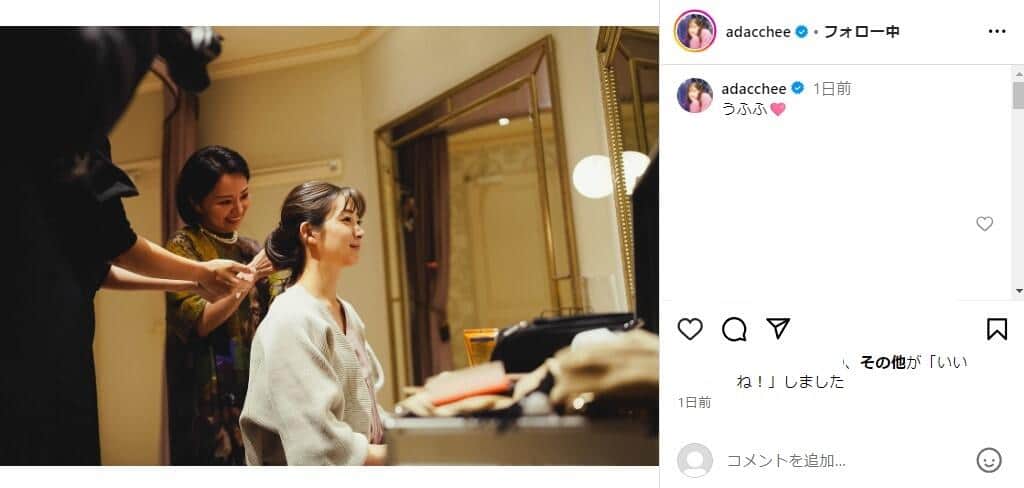足立梨花さんのインスタグラム（＠adacchee）より
