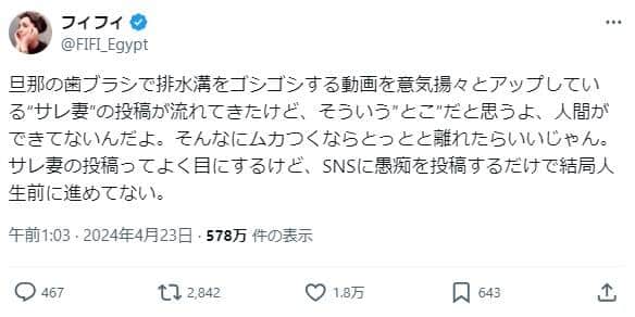 「サレ妻」をめぐるフィフィさんの持論