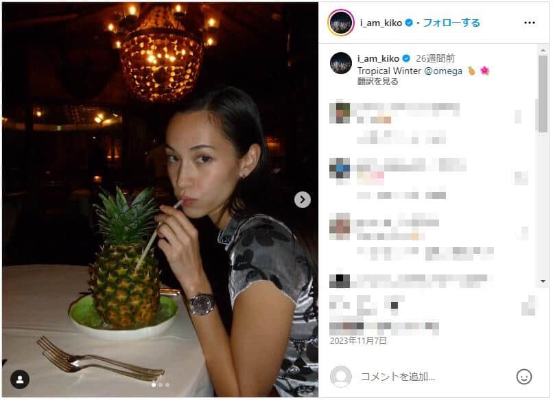 水原希子さんのインスタグラム（＠i_am_kiko）より