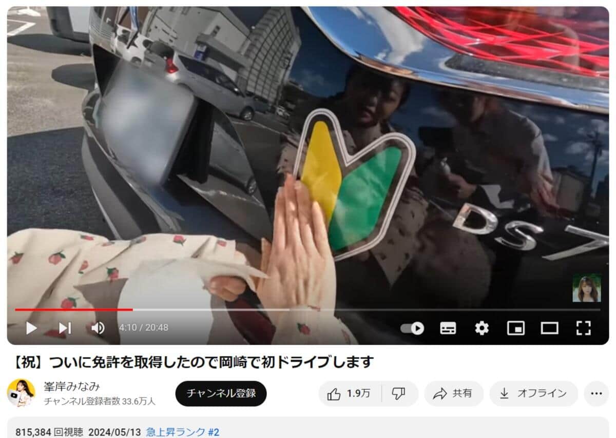 実際の動画（峯岸さんのYouTubeより）