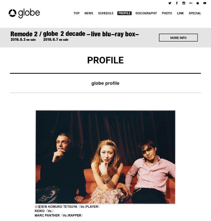 「globe」公式サイトより