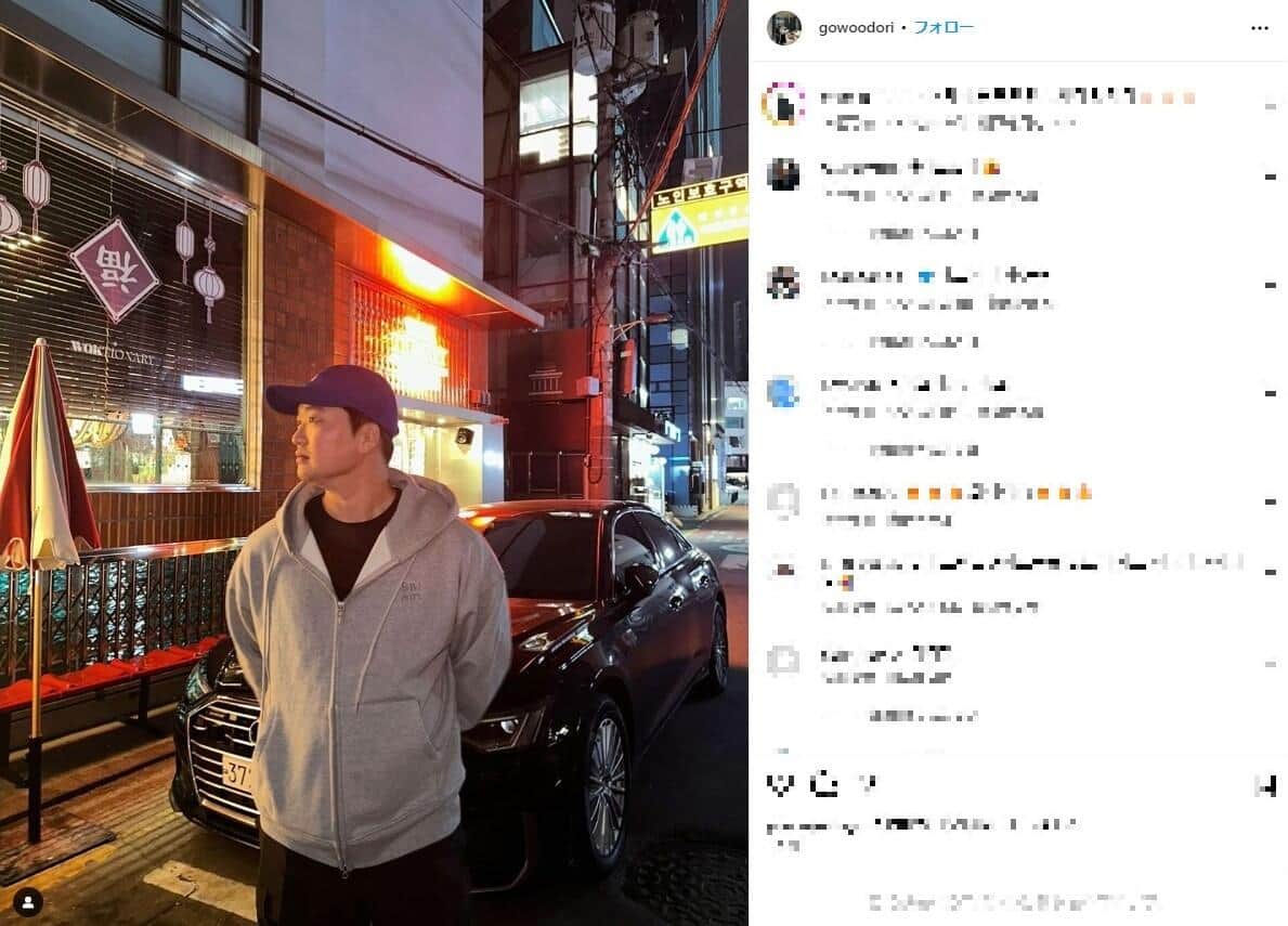 コ選手のプライベートショット（コのインスタグラムより）