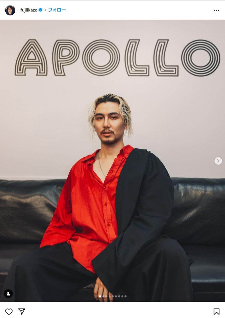 藤井風さんのインスタグラム（＠fujiikaze）より