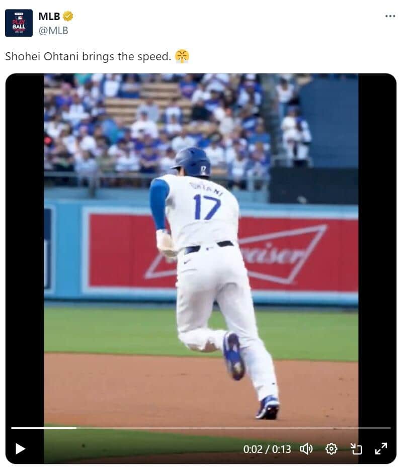 大谷翔平、盗塁のスロー映像「映画のワンシーンみたい」な迫力　MLB公式Xの投稿が話題に