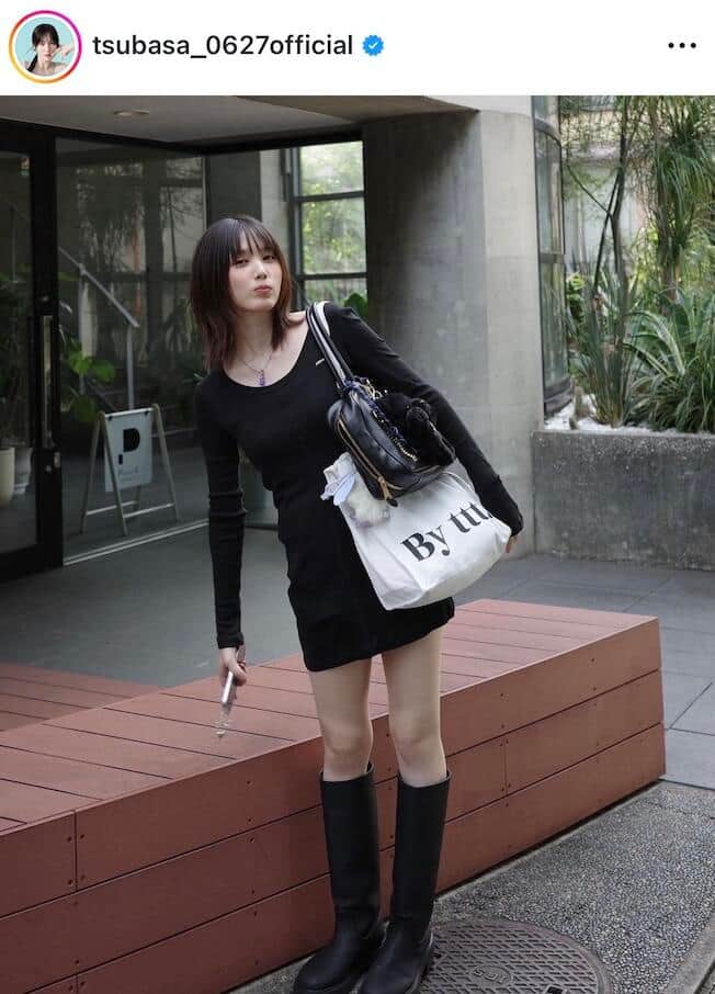 ヴィンテージ スカート yk2 フェアリーグランジ 小松菜奈 本田翼 本田翼、太ももチラリ黒のミニワンピ×ロングブーツの「今日の