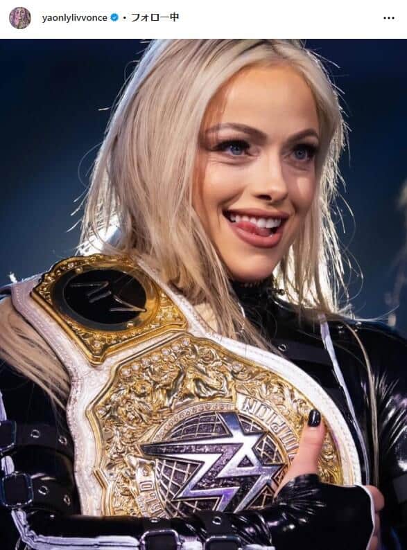 WWE前女子世界王者のリヴ・モーガンさん。本人のインスタグラム（＠yaonlylivvonce）より