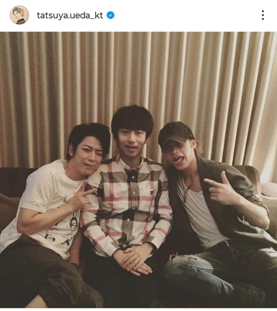 KAT-TUNの3人。上田竜也さんのインスタグラム（＠tatsuya.ueda_kt）より