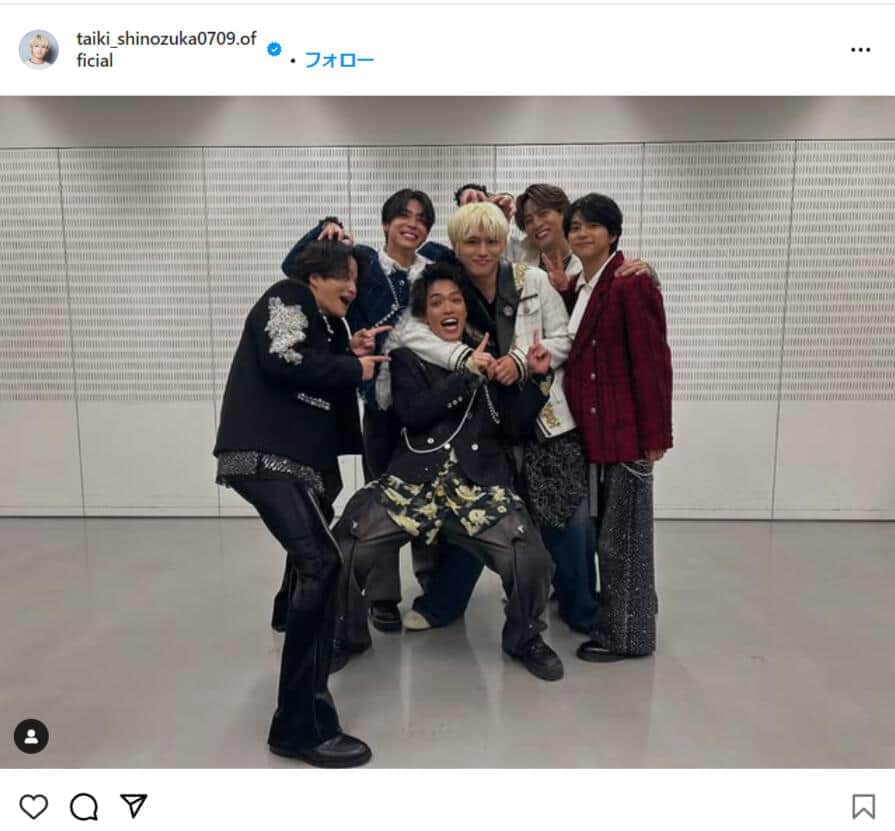 篠塚大輝さんのインスタグラム（＠taiki_shinozuka0709.official）より