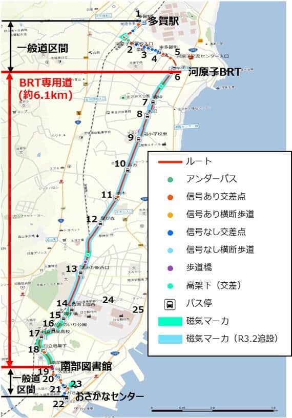 「ひたちBRT」走行ルート（経済産業省ニュースリリースより）