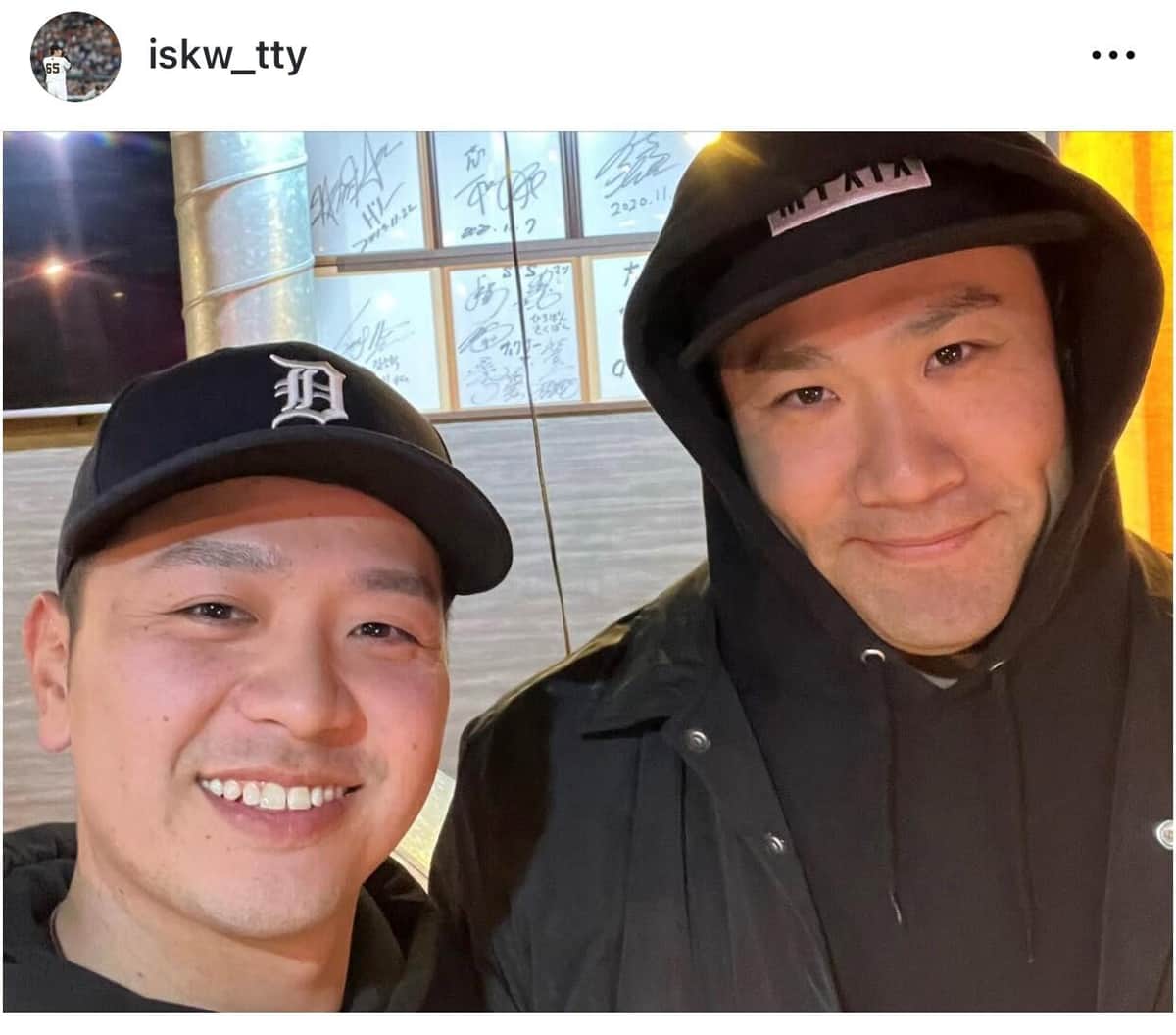 石川と田中の2ショット（石川のインスタグラムより）