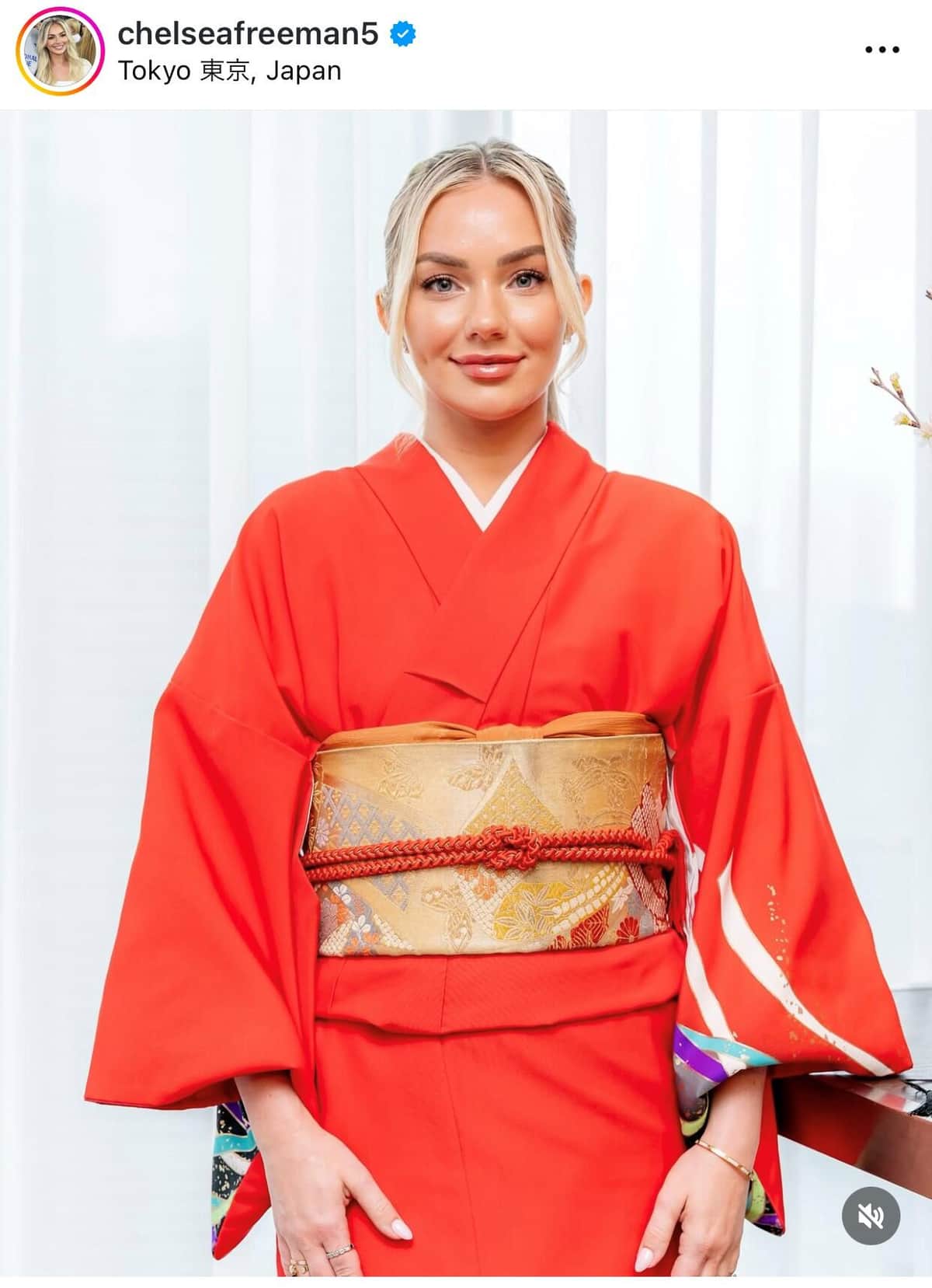 着物姿のチェルシーさん（チェルシーさんのインスタグラムより）
