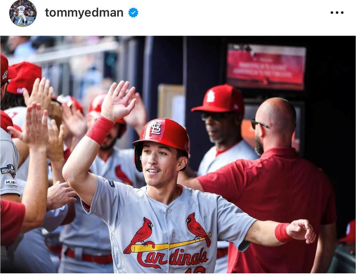 カージナルス時代のエドマン（本人インスタグラムより）