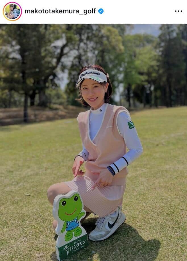 美女プロゴルファー竹村真琴、美脚のぞく艶やか黒ドレス姿　「めちゃくちゃキレイ」ファン熱狂