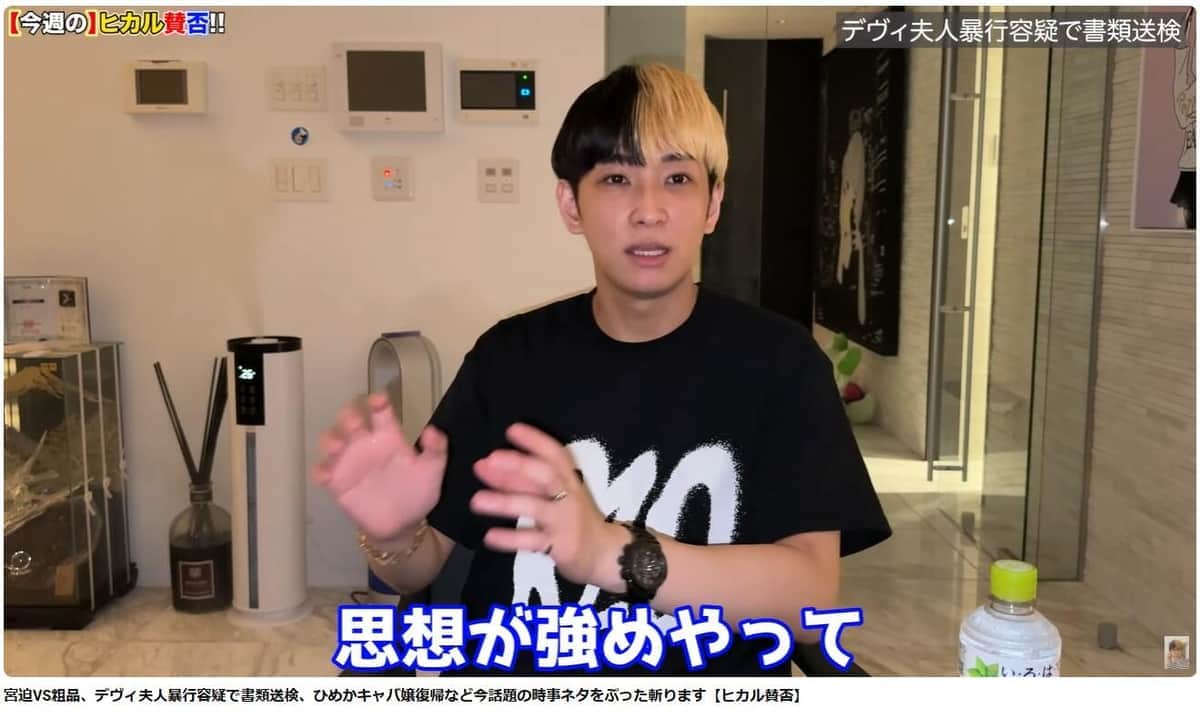 ヒカルさんによると、デヴィ夫人は「思想が強め」（ヒカルさんの動画から）