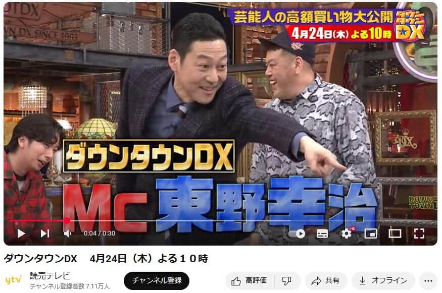 東野幸治に「敗戦処理タレント」説？　代役MCで活躍も...「ダウンタウンDX」終了発表にXざわつく