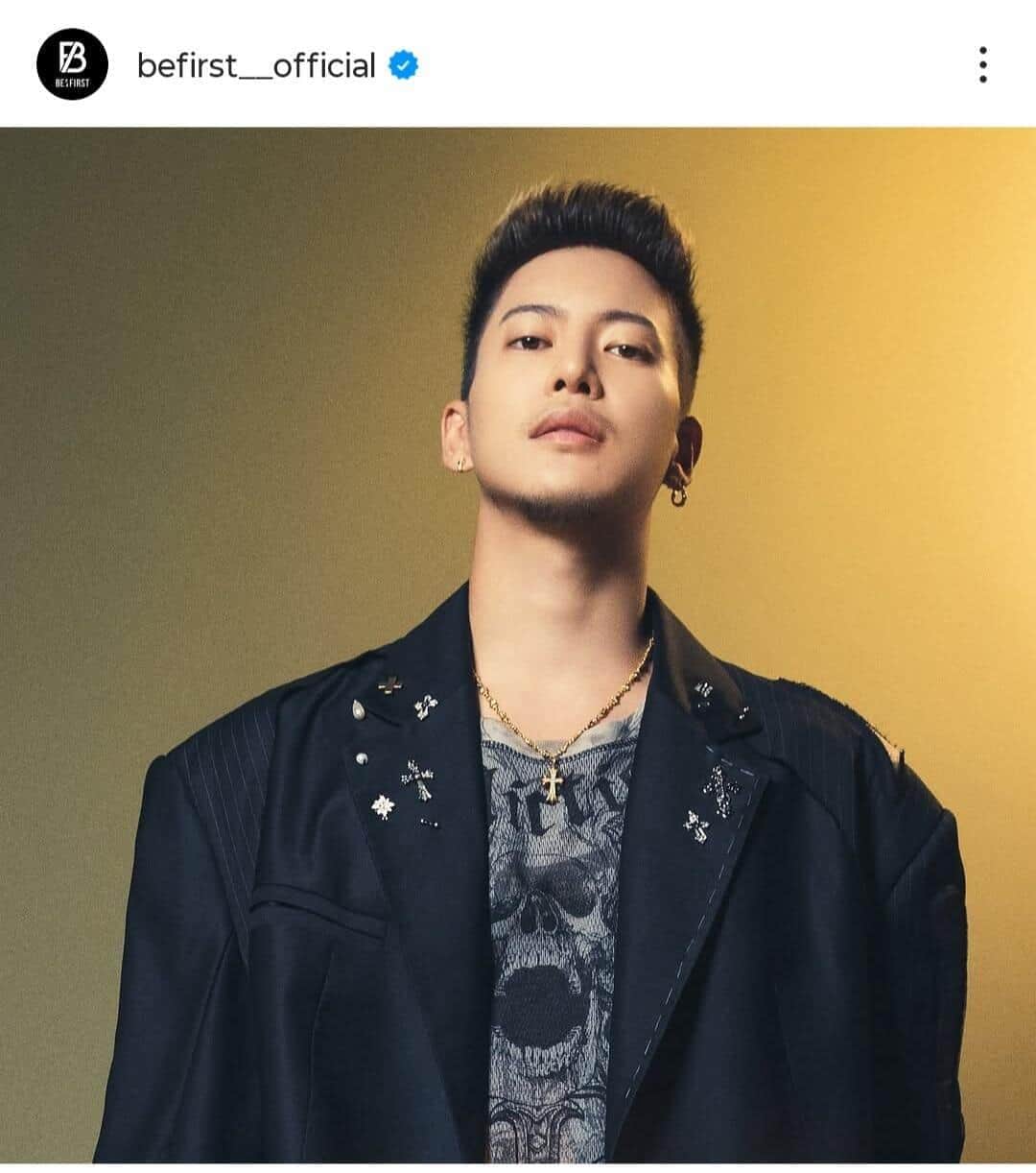 三山凌輝さん。BE:FIRST公式インスタグラム（＠befirst__official）より
