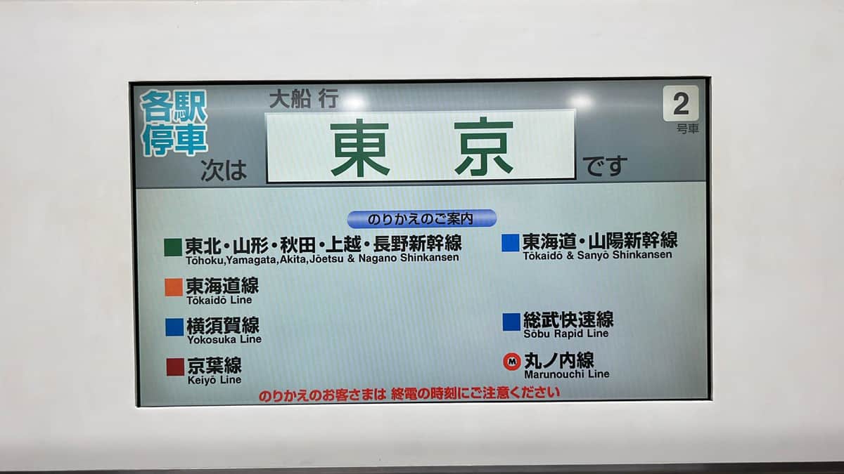 東京駅の案内表示。さいらぴさん（＠saikyorapE233）提供。