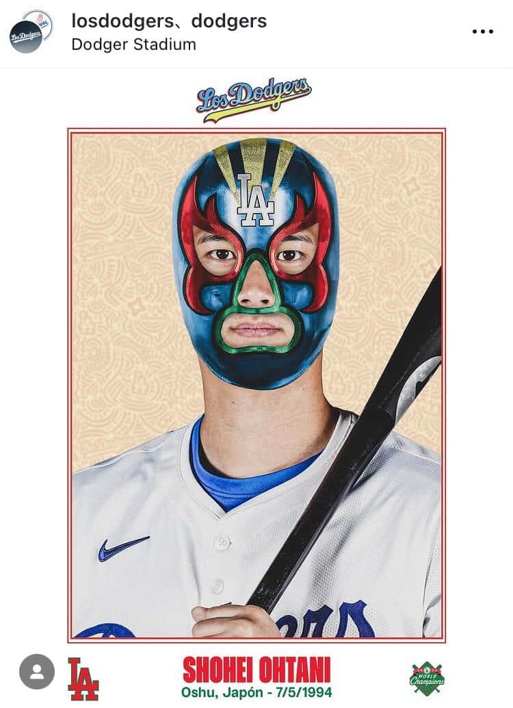 大谷翔平選手。ロサンゼルス・ドジャースのスペイン語版インスタグラム（＠losdodgers）より