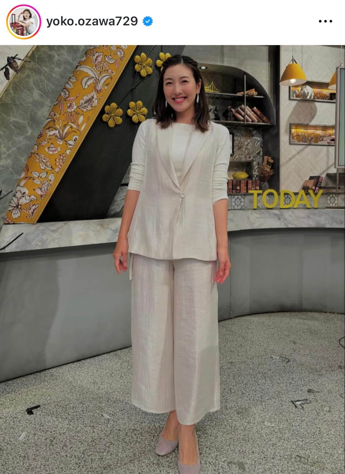 育休復帰のフジ小澤陽子アナ、イメチェン成功でうれしそう...「ママになっても可愛い」「スタイル維持すごい」