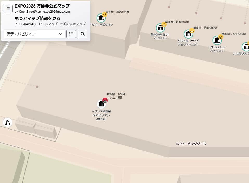 yumeの猫さんが開発した「万博非公式マップ」（イタリアパビリオン）