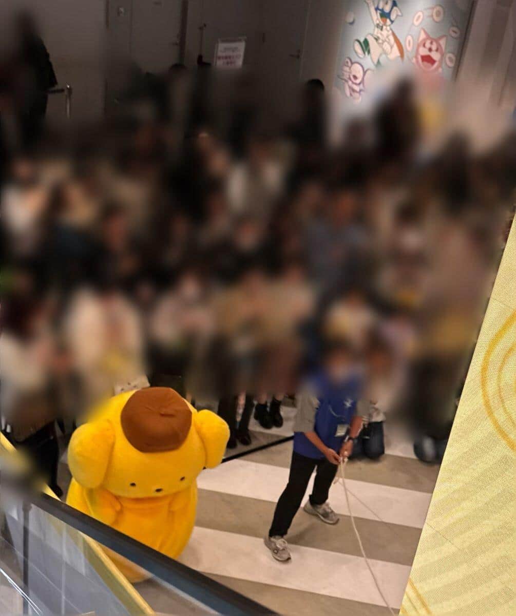 ポムポムプリンは大縄跳びに備えて「精神統一」していたという、写真提供：Xユーザー・てのうち（＠tenouchim）さん