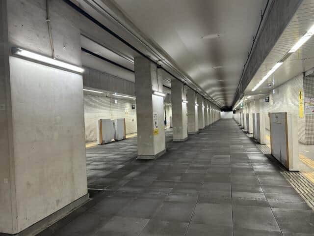 普段の豊洲駅ホーム、2・3番線は埋められている