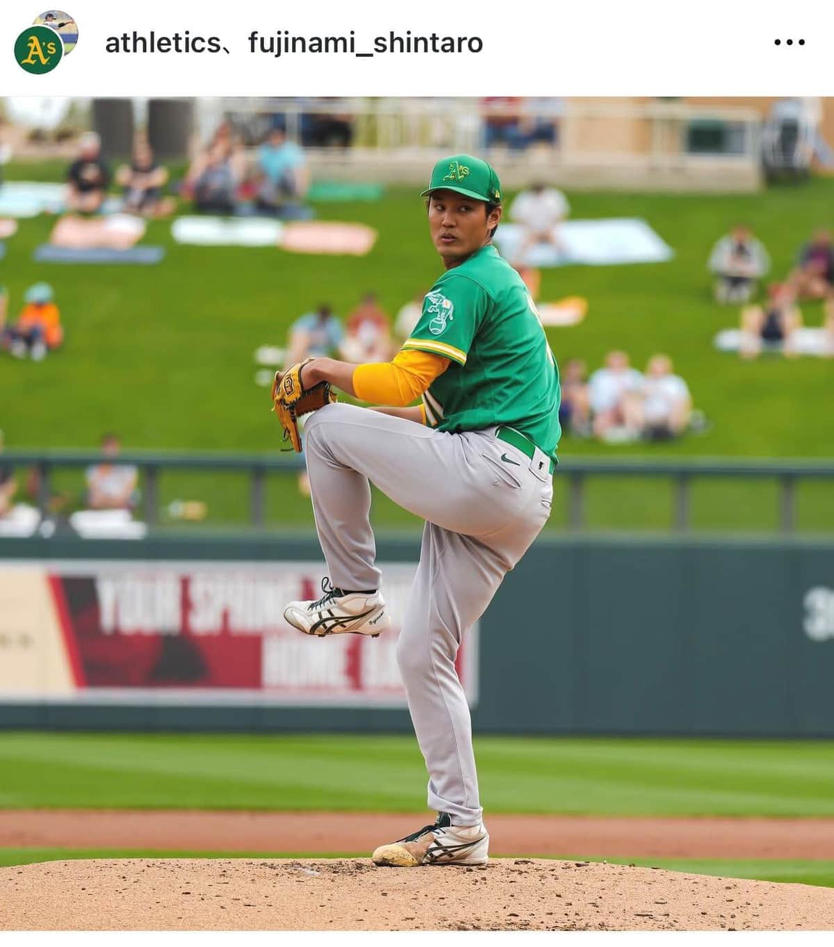 アスレチックス時代の藤浪（本人インスタグラムより）