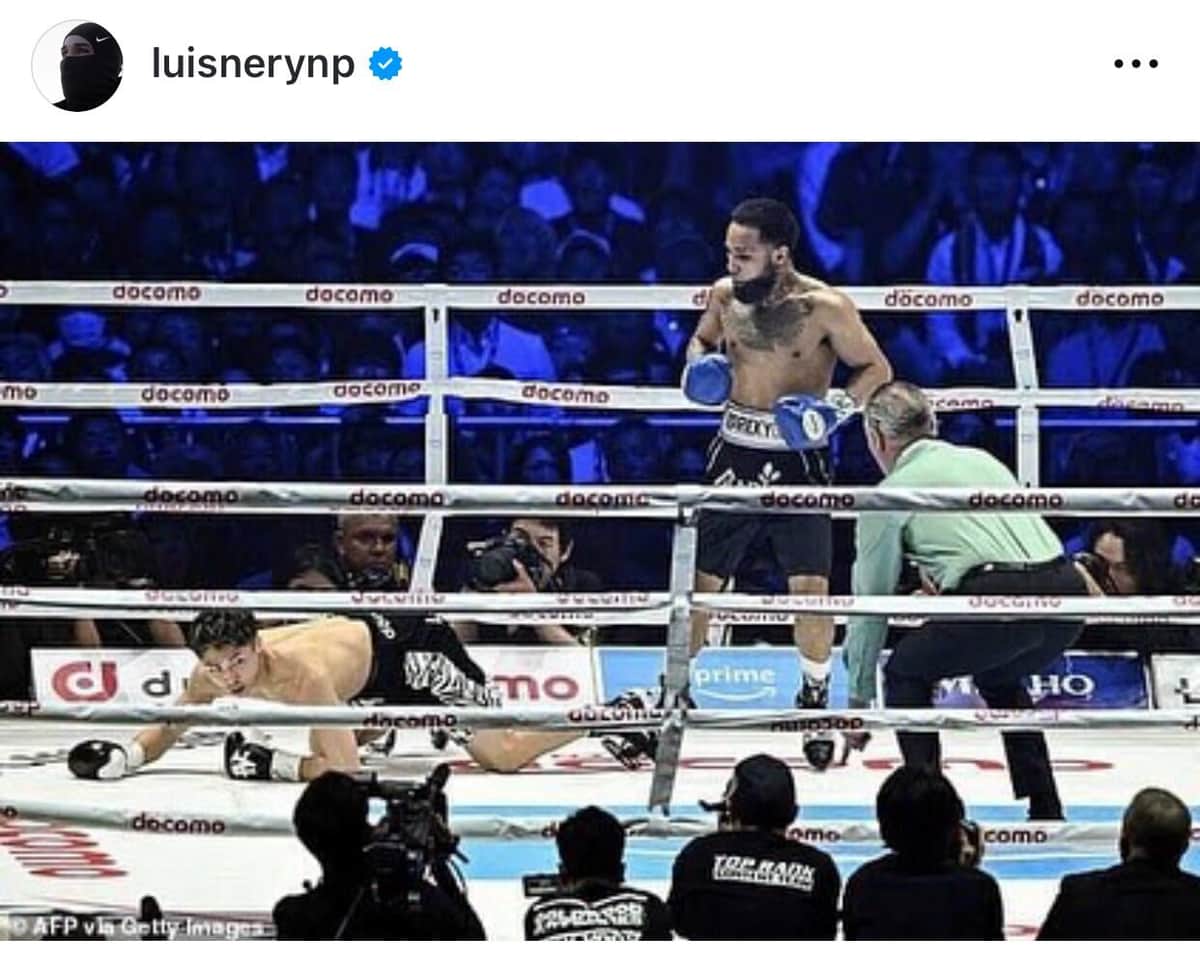 井上からダウンを奪ったネリ（本人インスタグラムより）