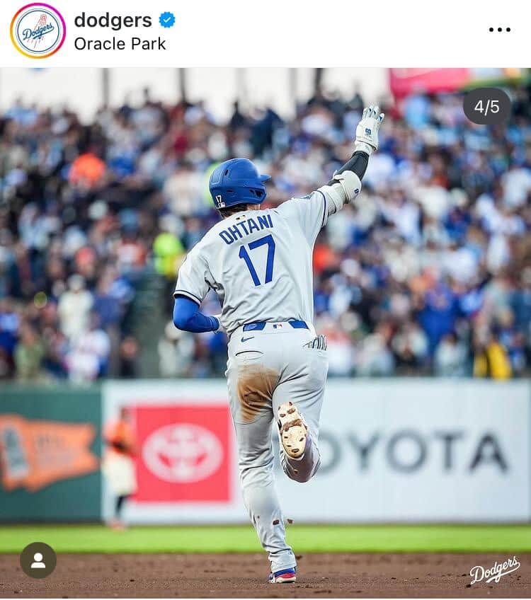 ドジャース公式インスタグラム（＠dodgers）より
