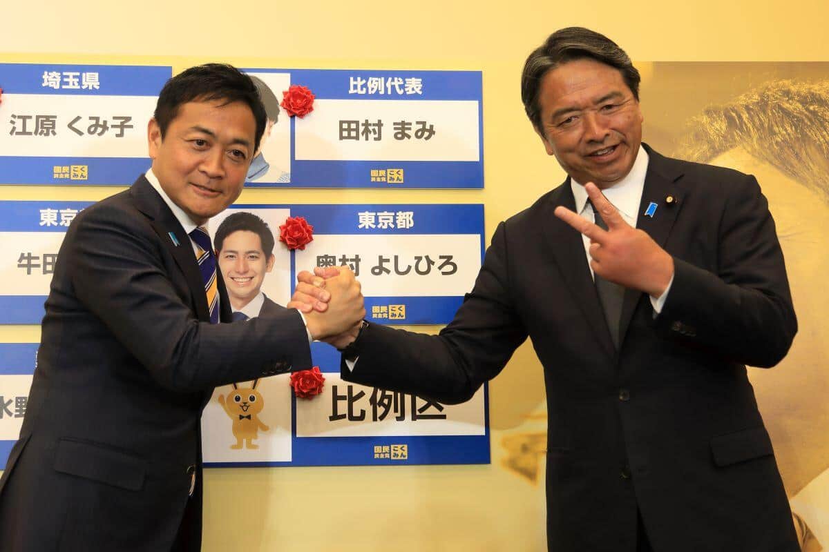 左から玉木雄一郎代表と榛葉賀津也幹事長。2025年7月20日投開票の参院選での姿