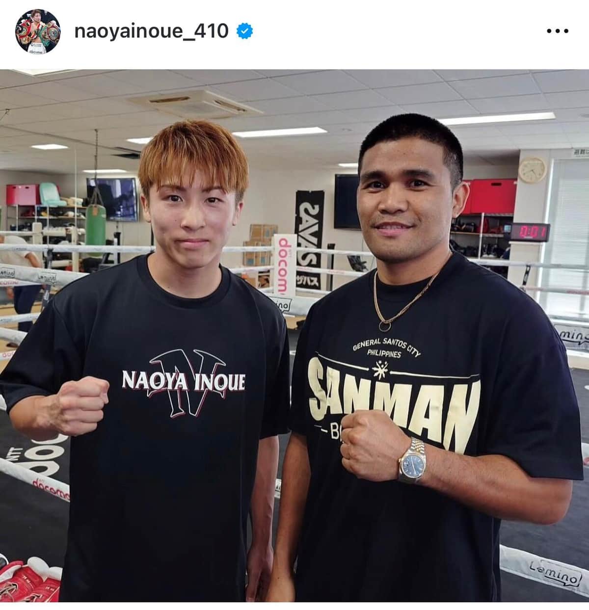 井上とタパレスの2ショット（井上のインスタグラムより）