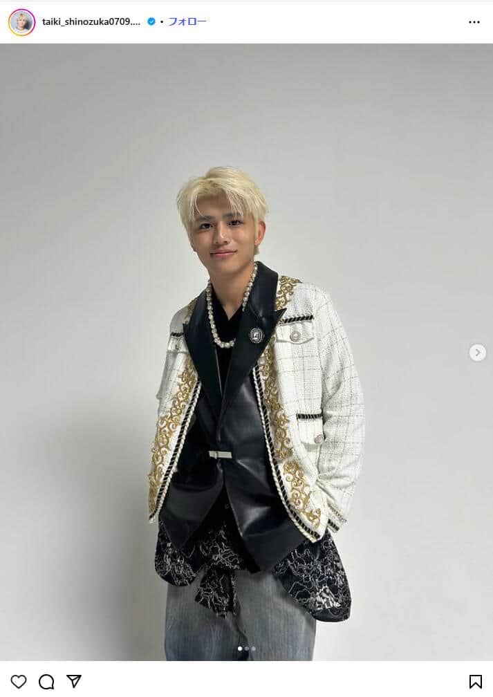 篠塚大輝さんのインスタグラム（＠taiki_shinozuka0709.official）より