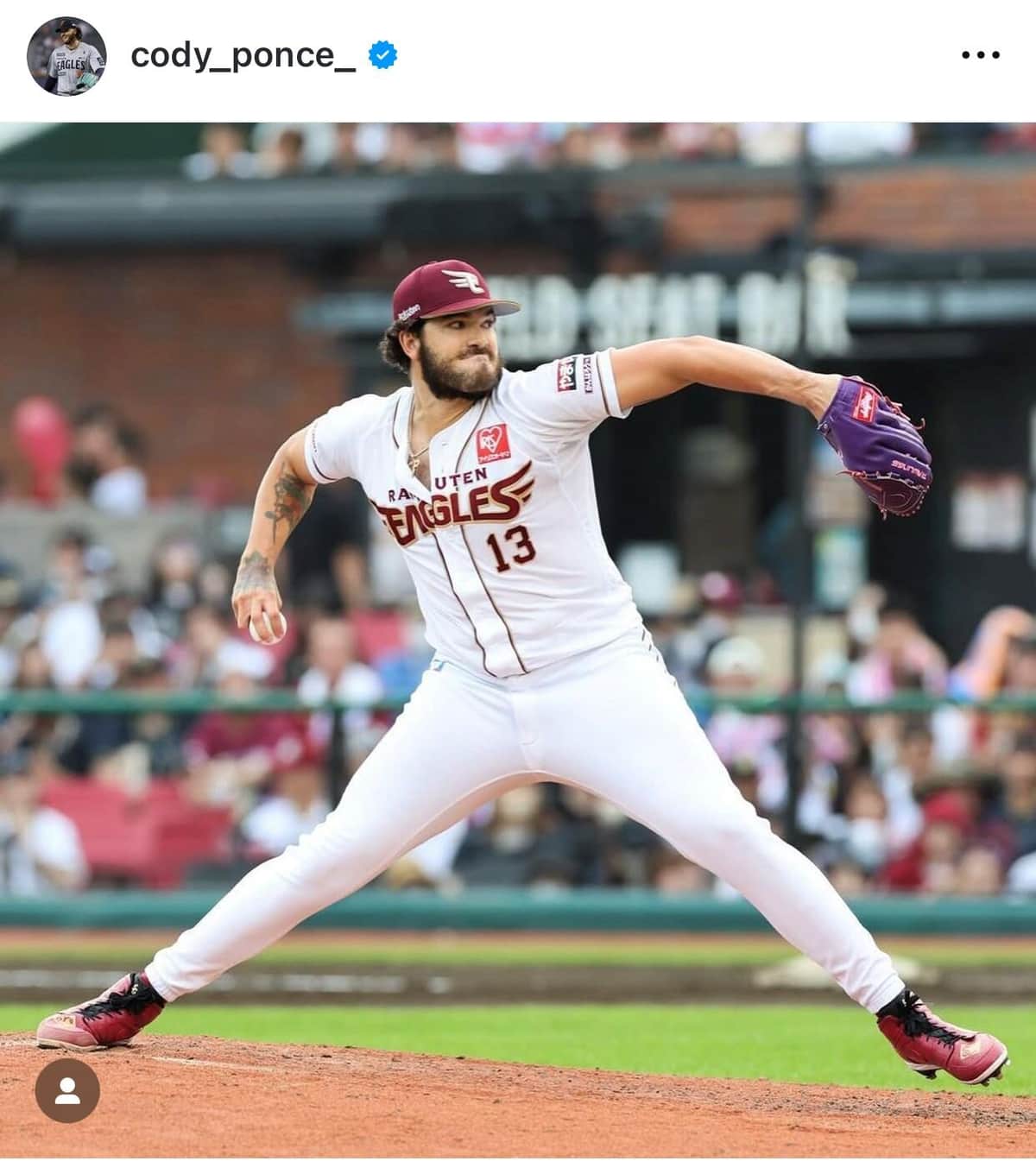 楽天時代のポンセ（本人インスタグラムより）