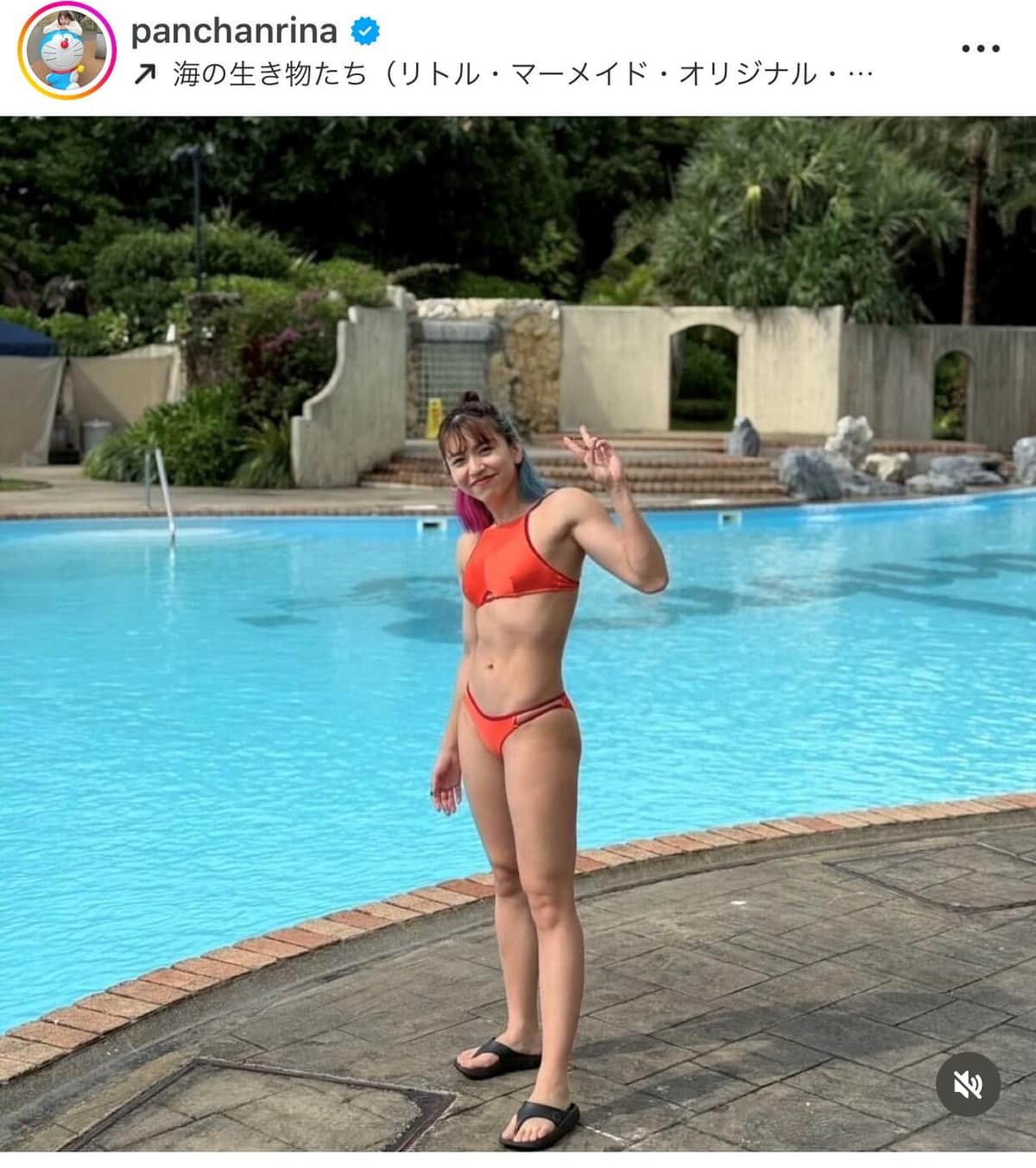 水着姿のぱんちゃん（本人インスタグラムより）