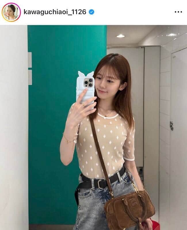 新婚の川口葵、美ウェストのぞく「汗だく」自撮りショットの破壊力　「すっぴん？」「可愛いすぎる」