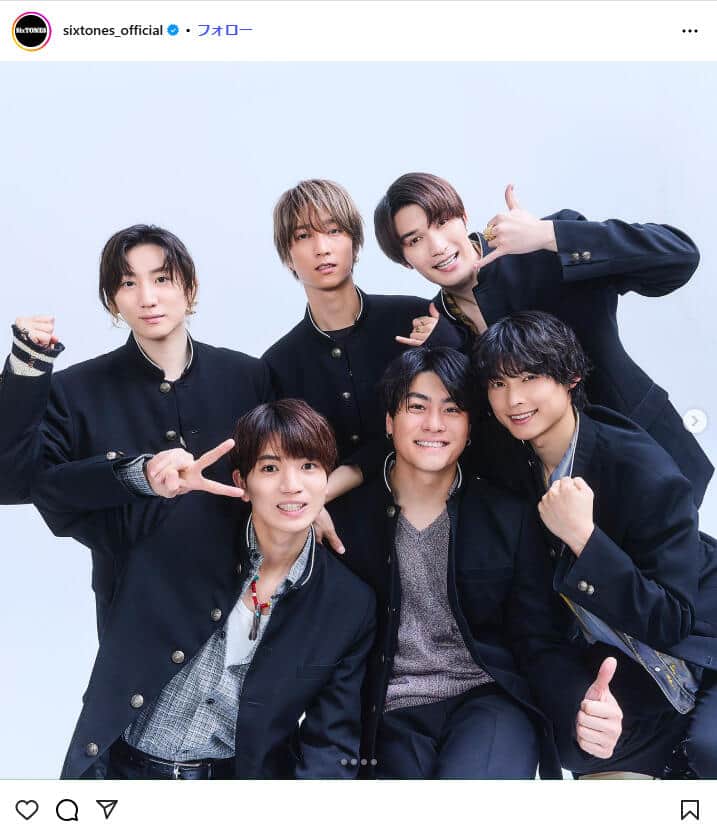 SixTONESの公式インスタグラム（＠sixtones_official）より
