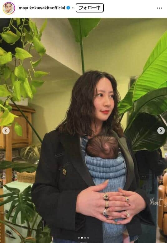 河北麻友子さんのインスタグラム（＠mayukokawakitaofficial）より、第2子出産を発表した投稿