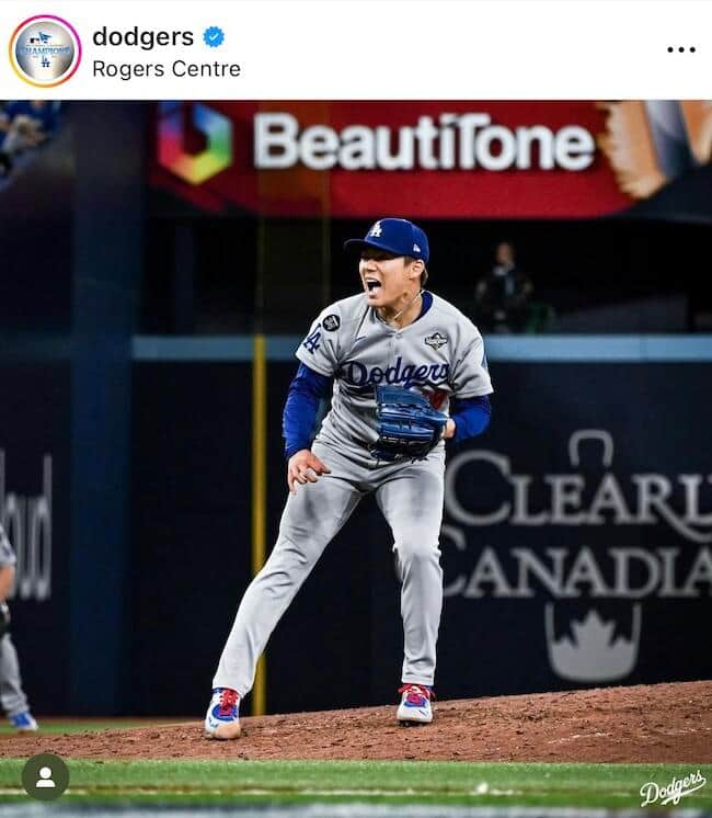 ドジャースの公式のインスタグラム（＠dodgers）より