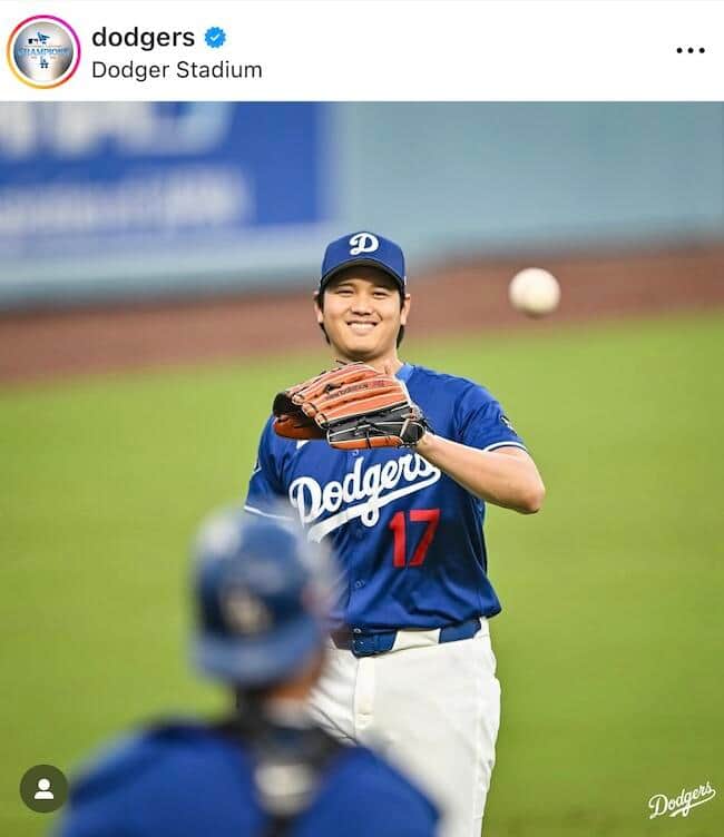 ドジャースの公式のインスタグラム（＠dodgers）より