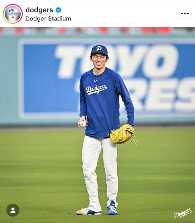 ドジャースの公式のインスタグラム（＠dodgers）より