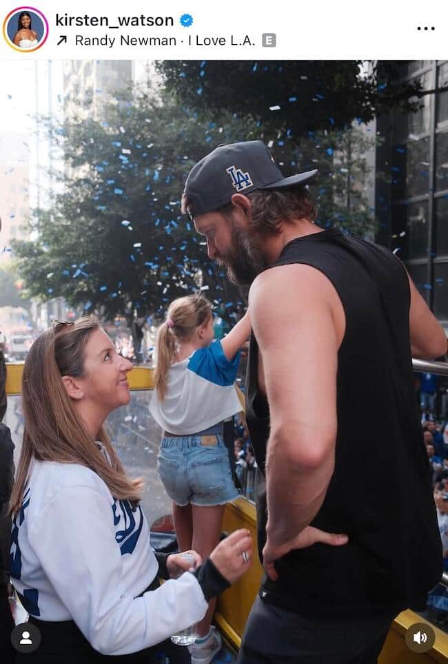 カーショー夫妻。キルステン・ワトソンさんのインスタグラム（＠kirsten_watson）より