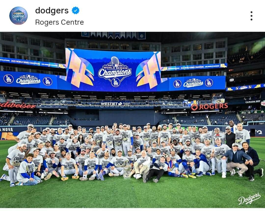 ロサンゼルス・ドジャースのインスタグラム（＠dodgers）より