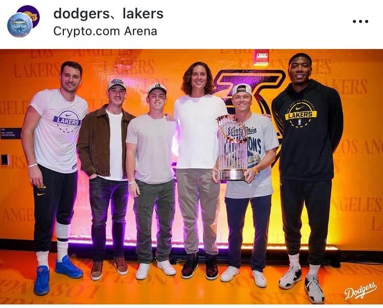 ドジャースの公式のインスタグラム（＠dodgers）より