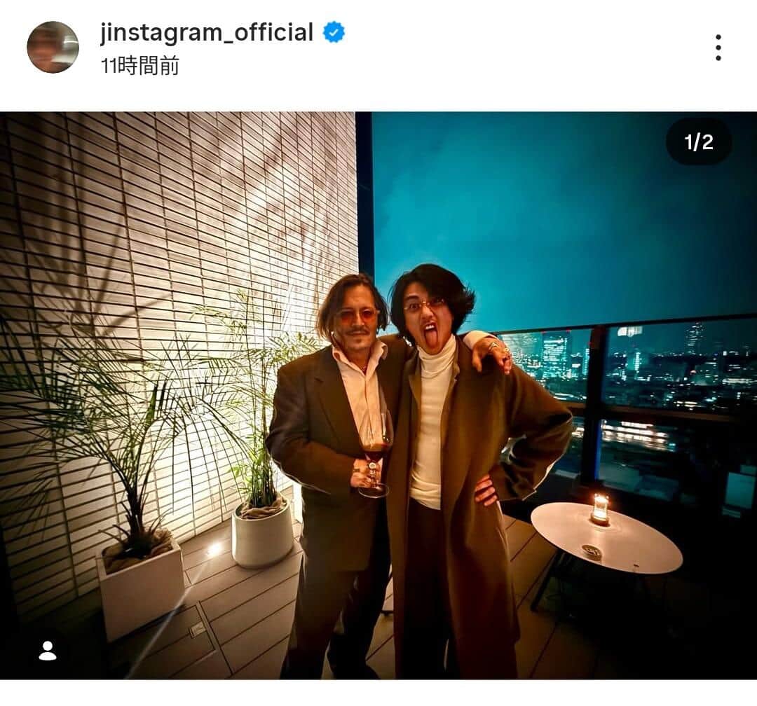 赤西仁さんのインスタグラム（＠jinstagram_official）より